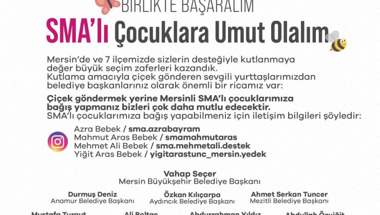 Başkan Seçer’den Anlamlı Çağrı: “Tebrik İçin SMA’lı Bebeklere Bağış Yapın”